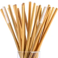 

Wholesale Eco Friendly Drinking Reusable Customized Logo Bamboo Straw Logo Drinking Organic Bamboo Straw With Brush