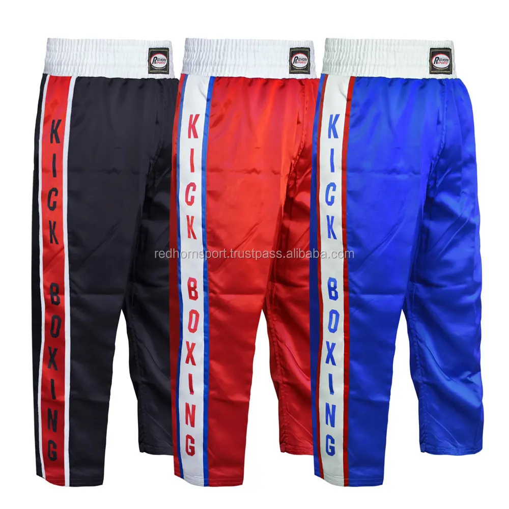 Black Shorts Pants Muay Thai Kick Boxing Satin Men Wear Size L มวยไทย Letter