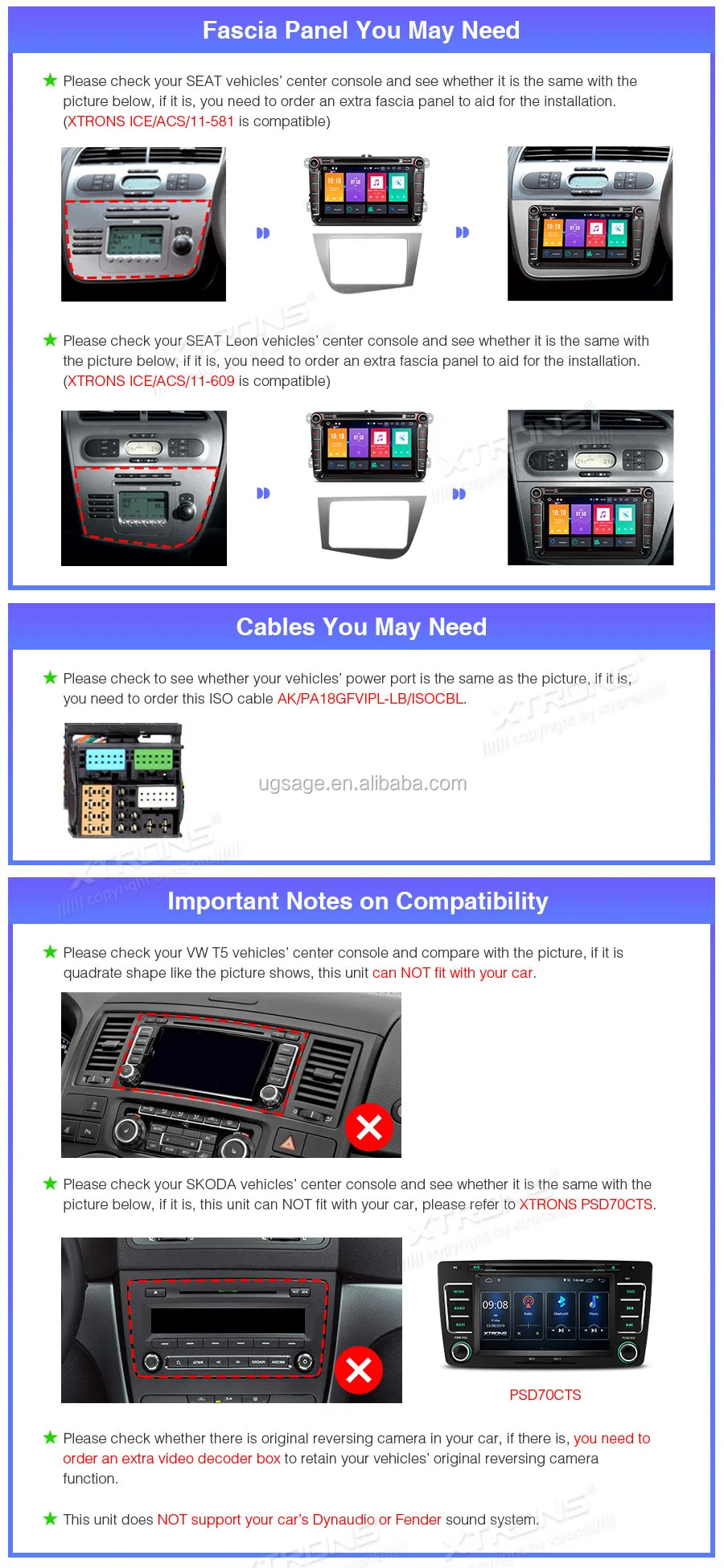 Xtrons Android 2 Din Car Radio For Volkswagen Caddy Passat B6 Skoda