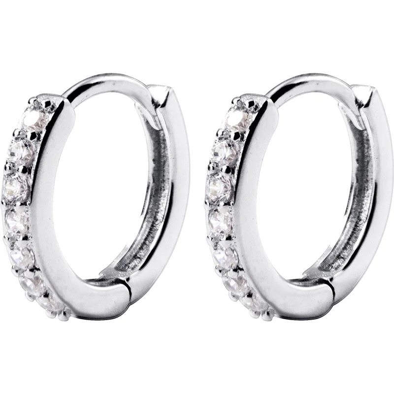 

EE9613 Aniversaire Fine Jewelry Silver Ear Button Female Circle Han Feng Wei Japan Small Earring Drill Earring