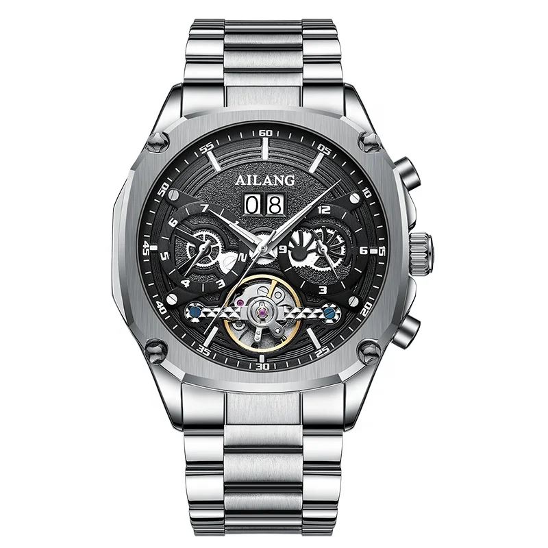 

AILANG brand watch men's mechanical watch hollow multi-function 2021 new waterproof stainless steel men's watch