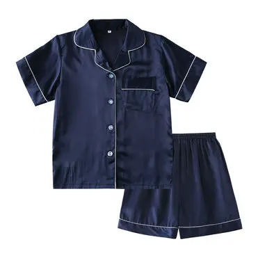 2020 Kids Pajamas Set Satin Pijamas Children Organic Soft Pyjamas Silk Boys Plain Kids Pajamas
