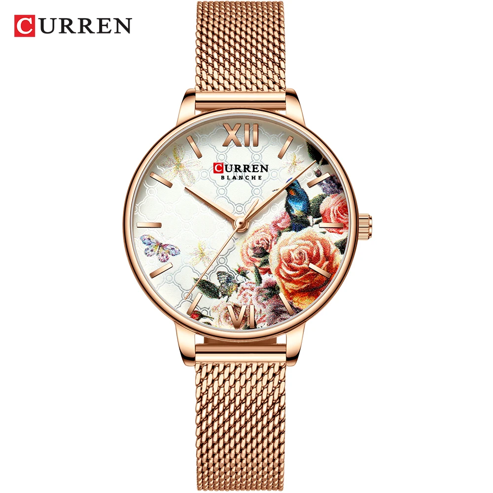 

CURREN 9060 Rose Gold Watches Women Charming Stainless Steel Bracelet Quartz Watch Ladies Classy Wristwatch Female Casual Clock