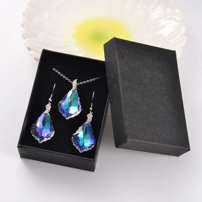 

PandaHall AB Color Plated Glass Pendant Necklaces and Dangle Earrings Jewelry Sets