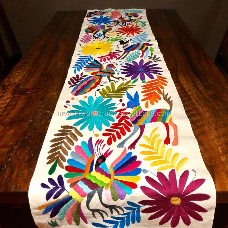 Wholesale Mexican Multi Color Floral Hand Embroidered Decoration Table
