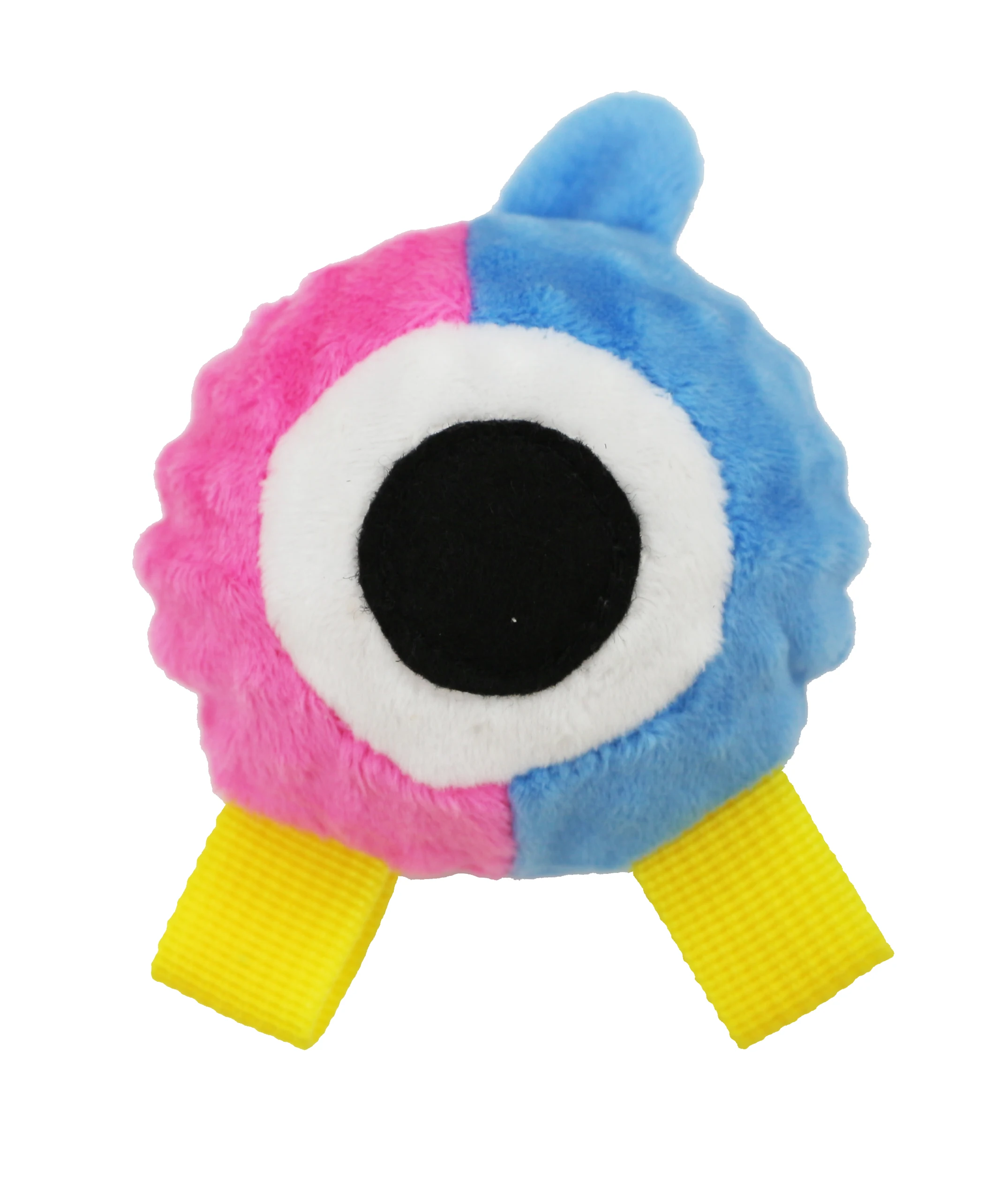 

New  blue pink big eye monster plush chew squeaky toy for dogs with TPR ball inside