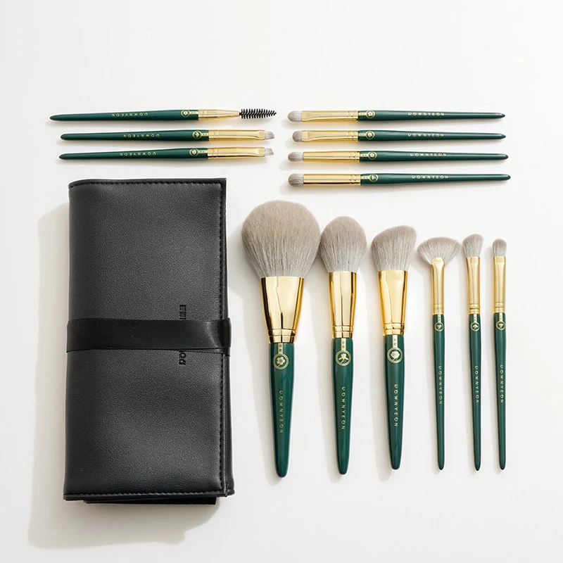 

Free Sample Vegan Cosmetic Brush Private Label Best Quality Wooden Colorful 13pcs Luxury Makeup Brush Set Lip Makeup Brush, Green,brown,white,custom