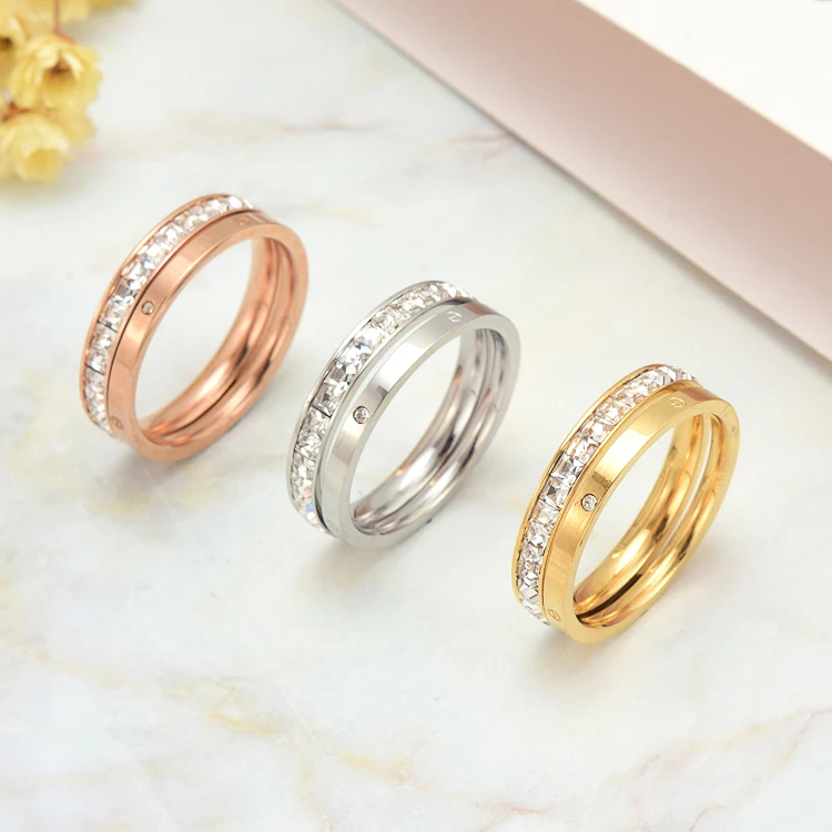 

Modalen 2021 Rose Gold Steel Dainty Ladies Trendy 18k Gold Ring for Girls