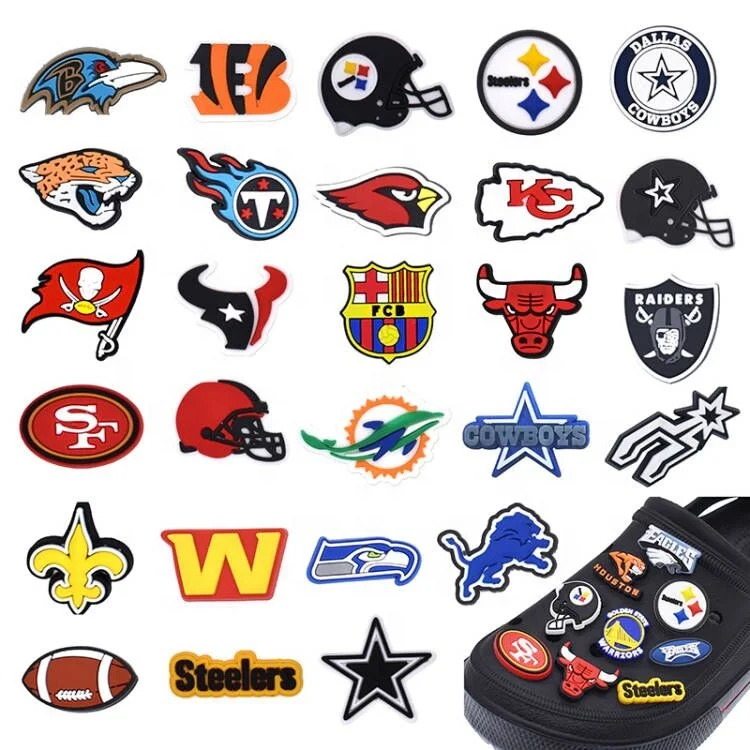 

Sports teams logos clogs sandals shoe charms fit for bracelets, As picture