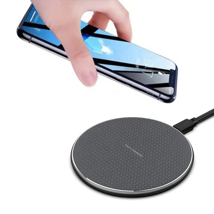 

10W ultra thin metal alloy Qi wireless charger set fast charging source round portable with LED display for iPhone and Android