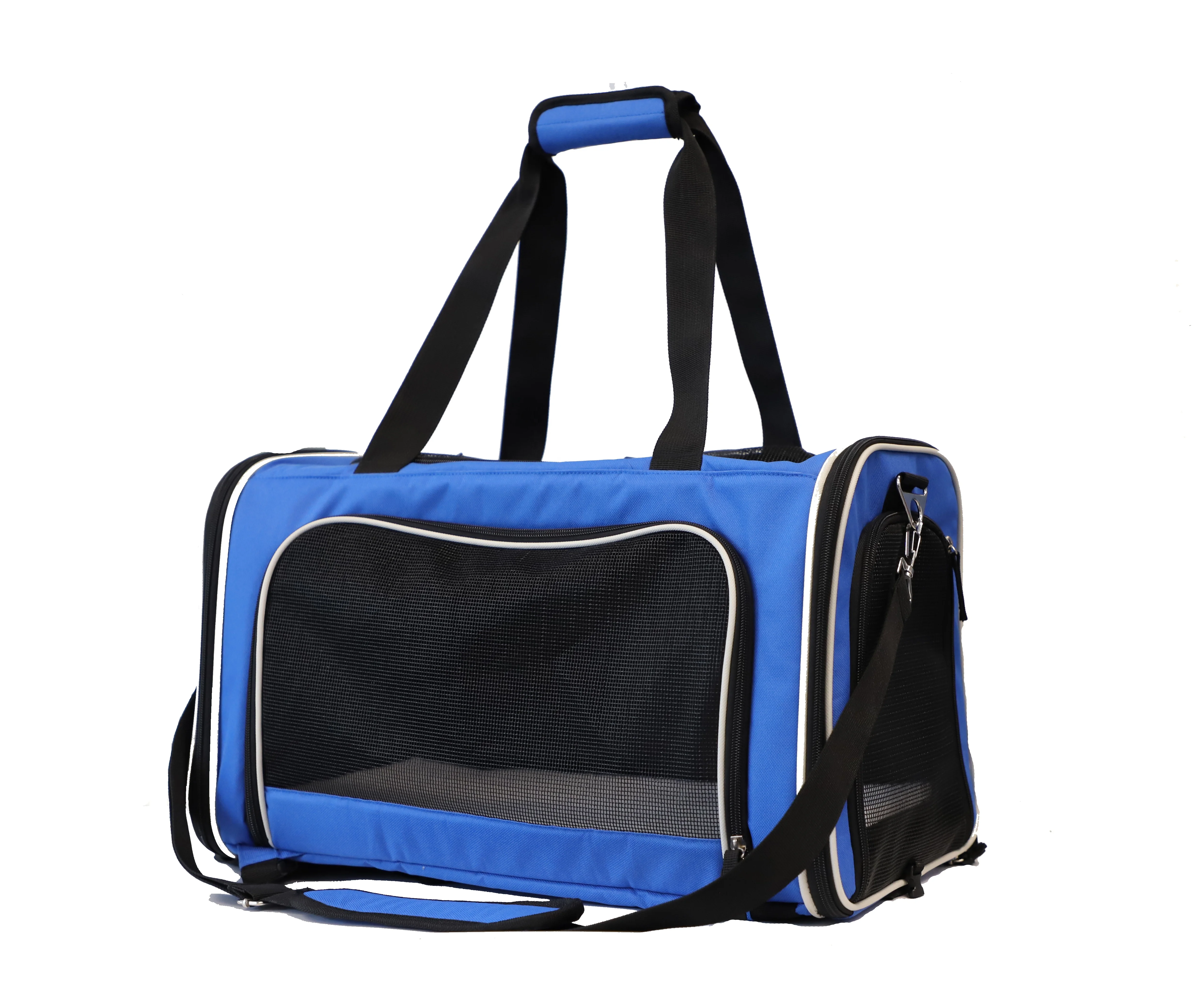 

Pet Cat Dog Travel Transport Carrier Bag Airline Approved w/ Breathable Mesh & Top Handles, Navy blue