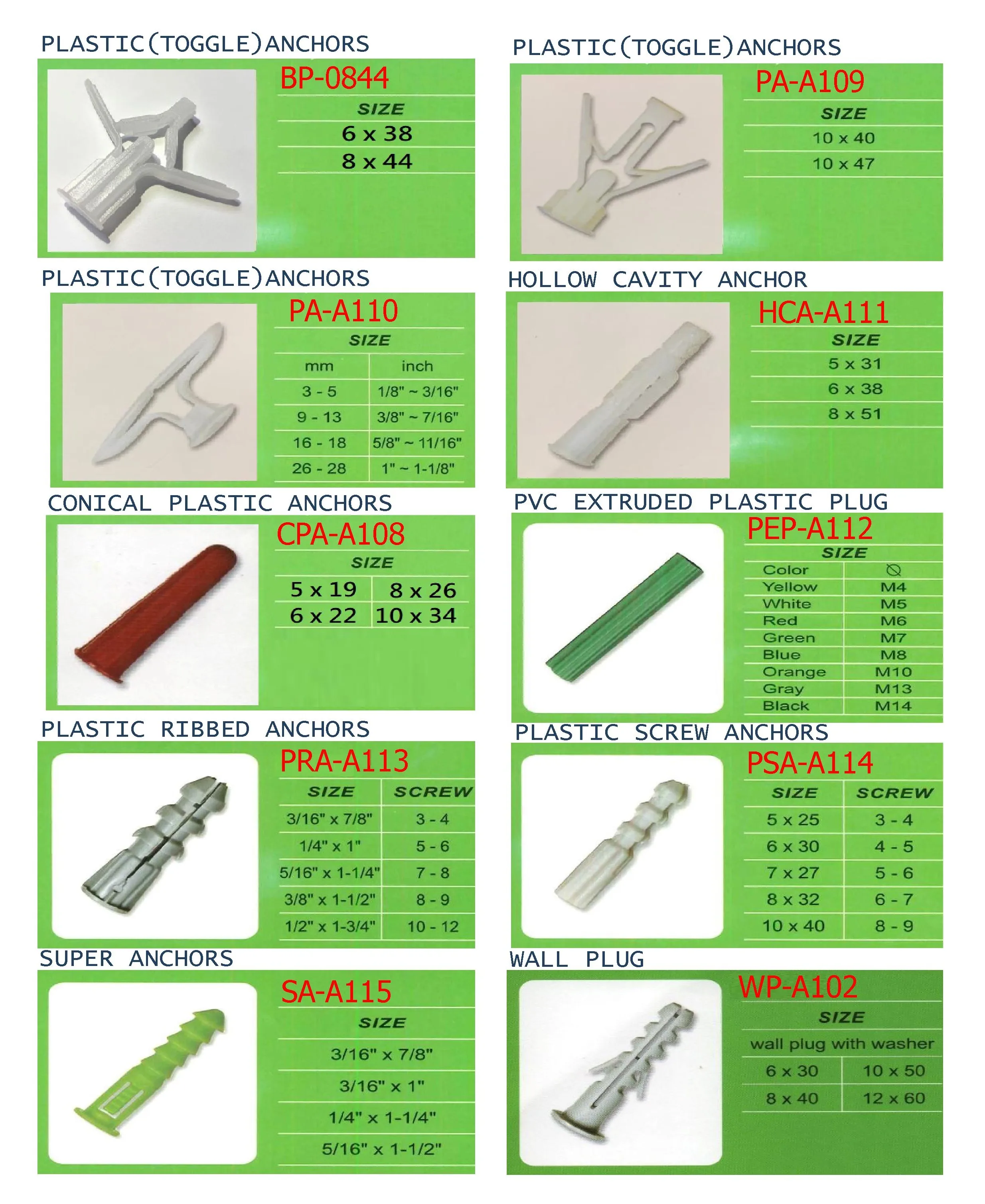 Taiwan Manufacturer Pe Plastic Wall Plug Buy Flasher 5mm 6mm 8mm 10mm