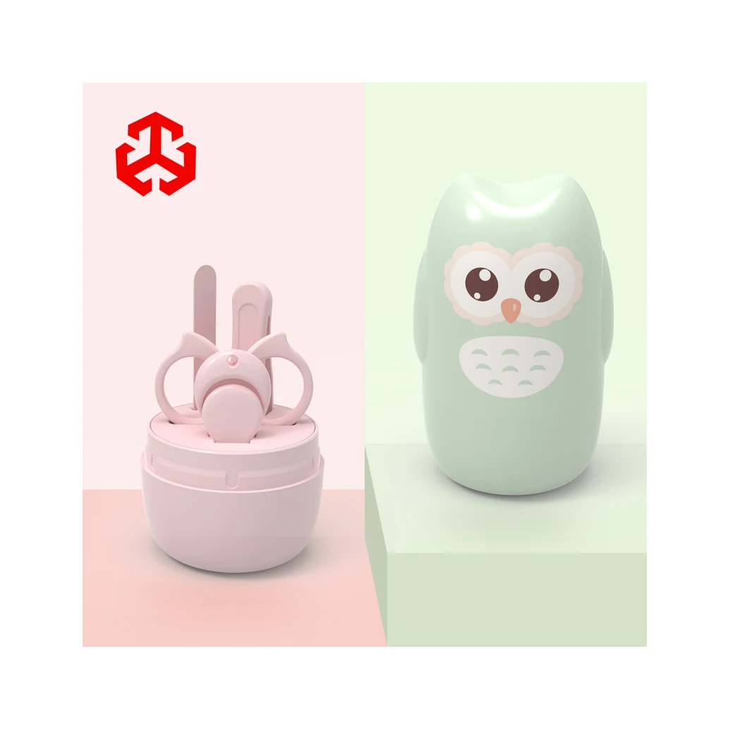

OEM Cute Animal ABS New Children Nail Care set 4 Pcs Manicure Tool Safety Scissors Baby Nail Clipper Kit