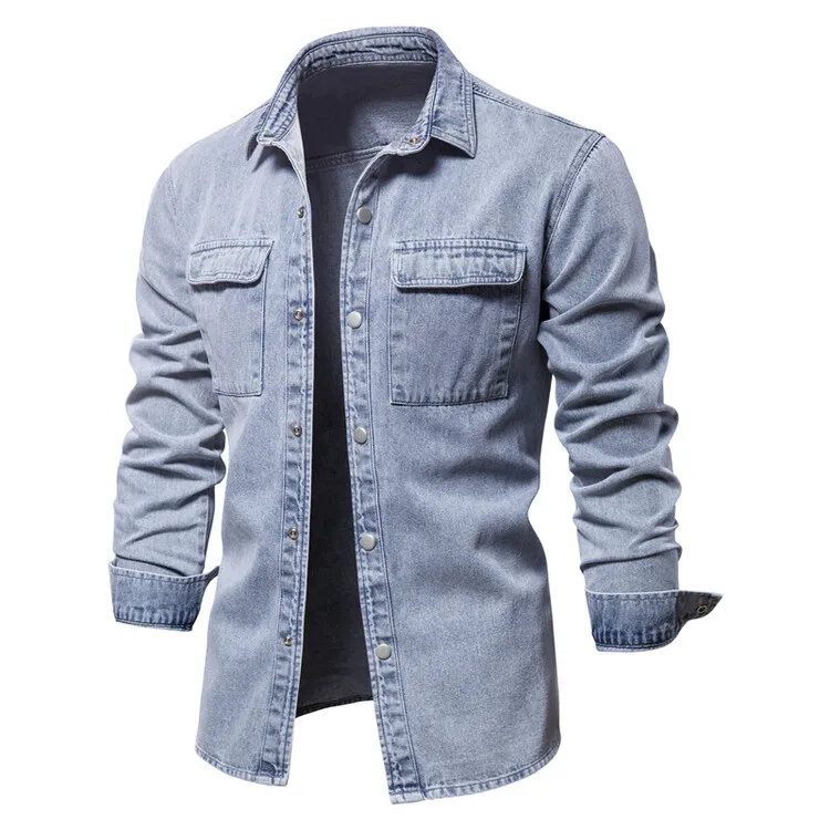 

2021 Wholesale Spring European Size Black Denim Jacket Men Blue Jeans Jacket for Men