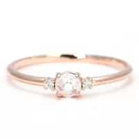 

Engagement ring real rose gold forever love ring with zircon handmade clear glass