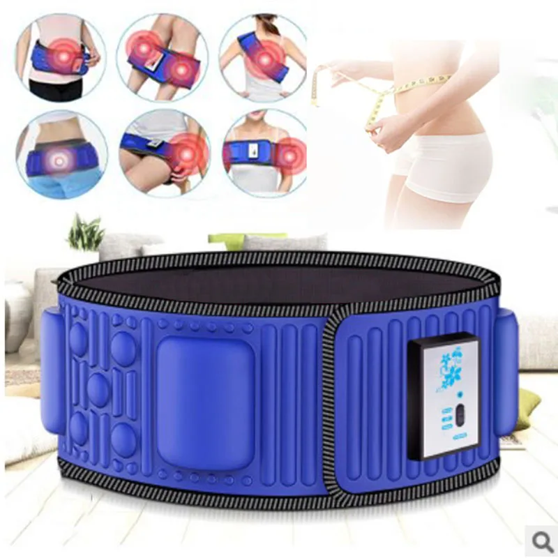 

Electric Abdominal Stimulator Body Vibrating Slimming Belt Belly Muscle Waist Trainer Massager X5 Times Weight Loss Fat Burning, Blue