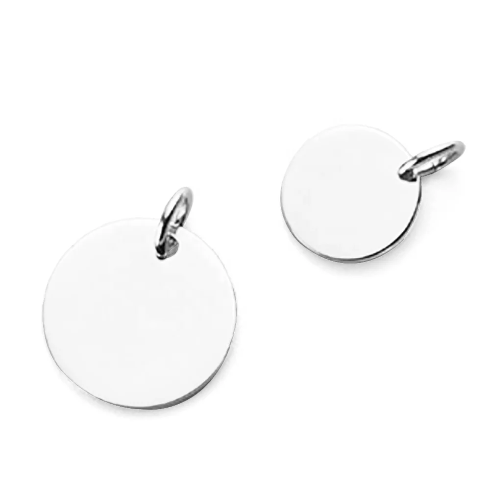 Custom Name Engravable Blank Charms Silver Round Blank Pendants Buy