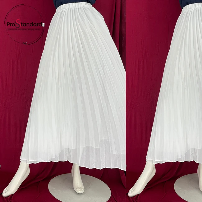 

WOMEN ELEGANT ELASTIC WAISTBAND SWING SKIRT ODM PLEATED MAXI SKIRT