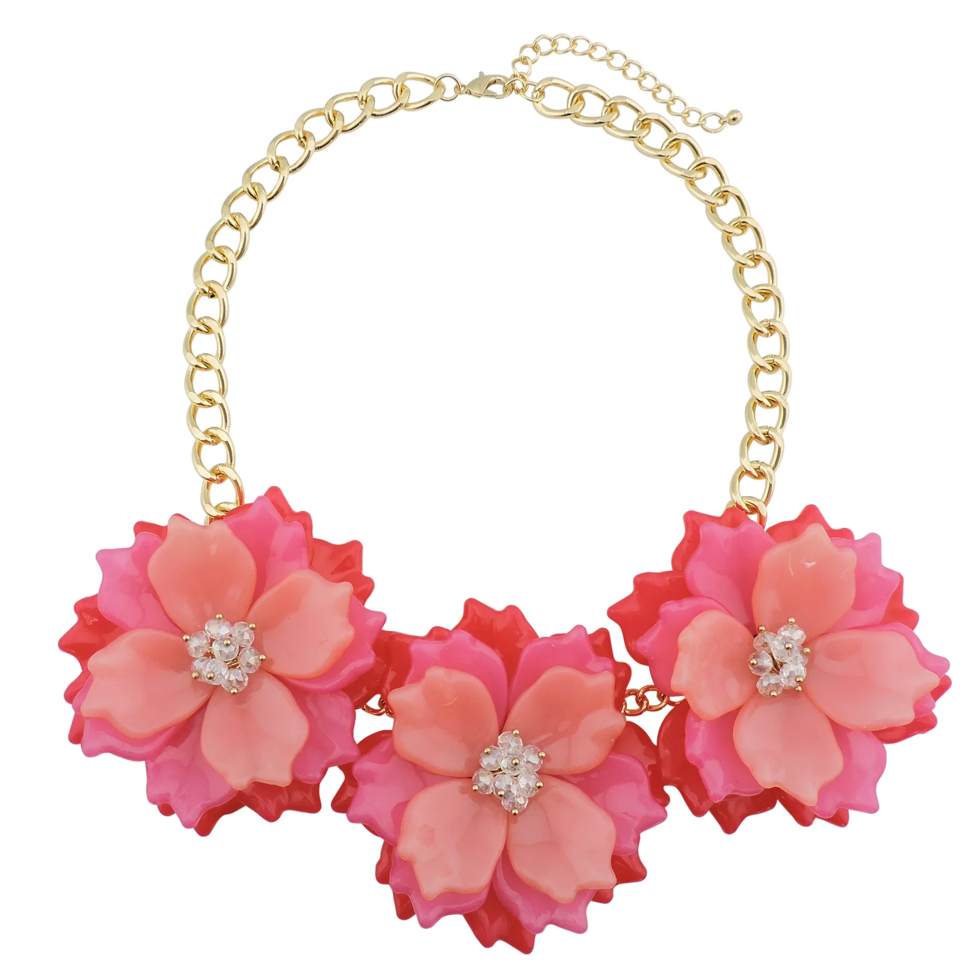 

2020 Designer Korean Colourful Floral Flower Wedding Accessory Pretty Statement Necklace For Women Girls