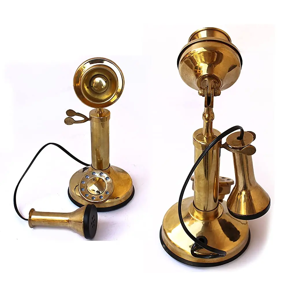 Details about   Royal handcrafted WORKING Landline Candlestick BRASS Telephone Collectible item 