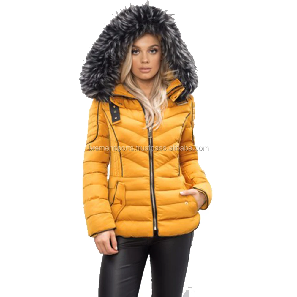 ladies mustard puffer jacket