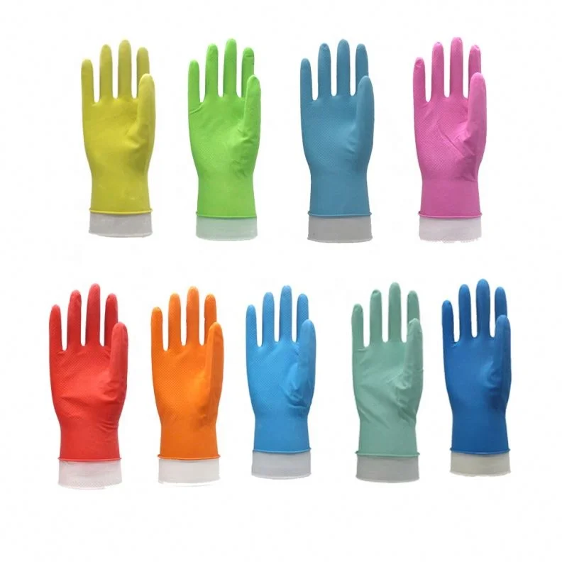 

China Wholesale Tools Rubber Labour Reusable Latex Gloves With Printed Cuff luva lavar louca