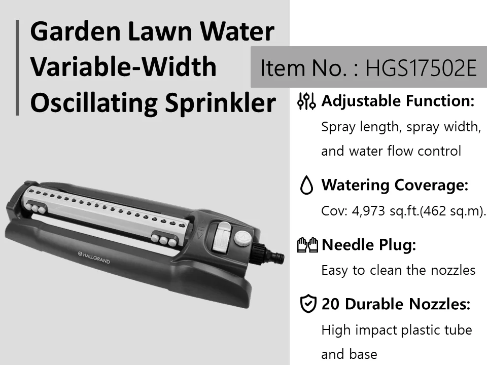 Oscillating Garden Sprinkler Easy Adjust Side Lever Even Water