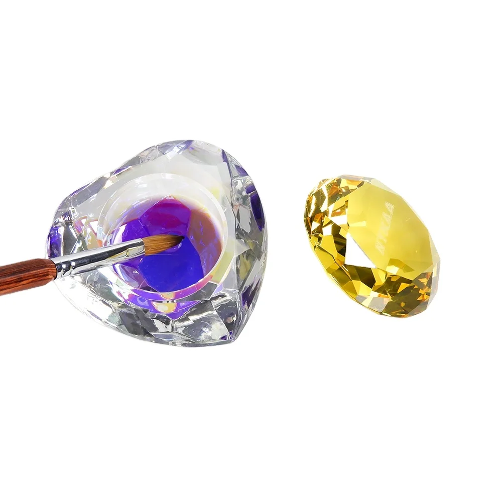 

Heart-Shaped Diamond nail dappen dish for Manicure Container, new arrival, Yellow