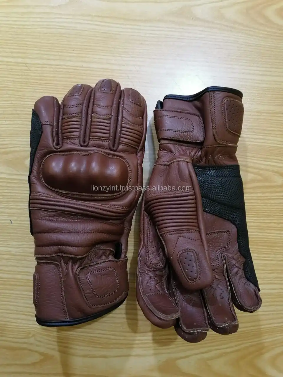 Oxford Holton Short Classic Motorcycle Motorbike Leather Gloves Brown 
