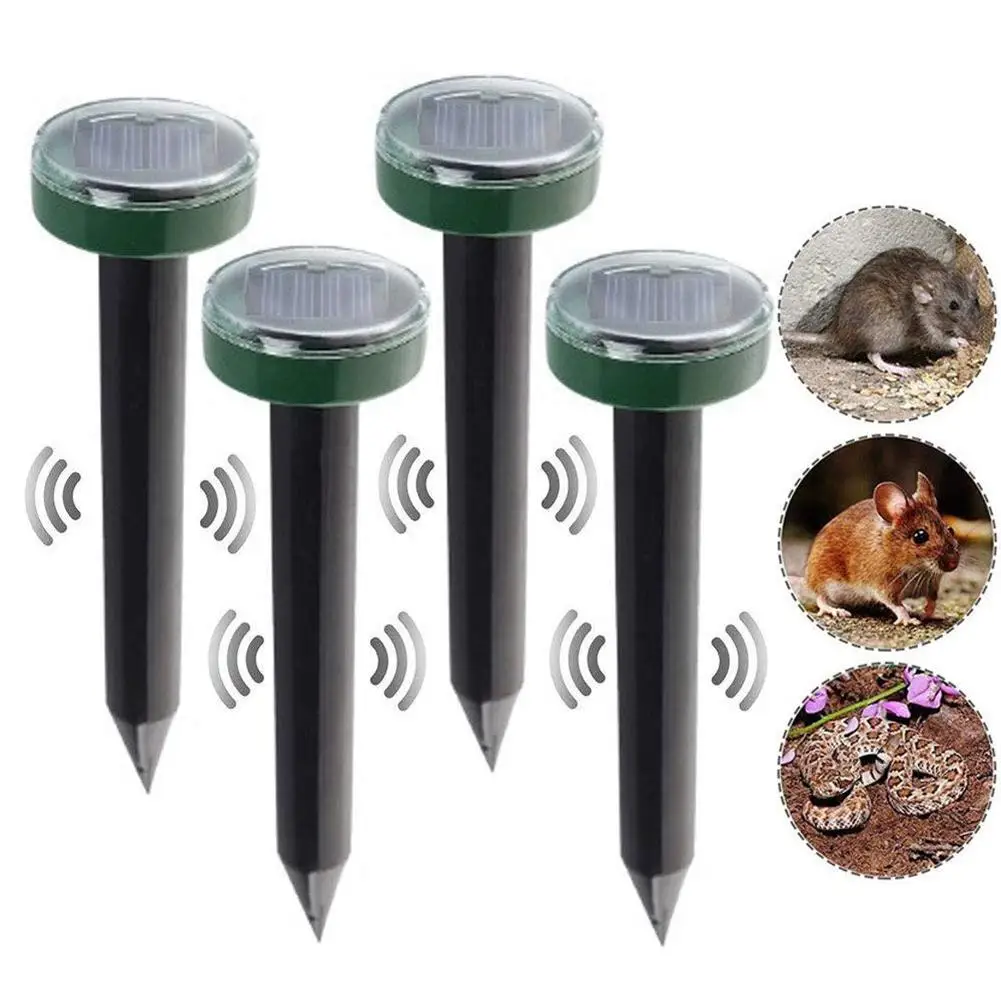 

4 pcs Solar Outdoor Waterproof Ultrasonic Pest Control Mole Repellent Mouse Snake Rodent Repeller