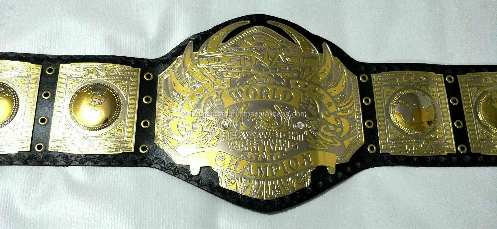 TNA World Heavyweight Wrestling Champion Belt Genuine Leather Metal Plates Adult 