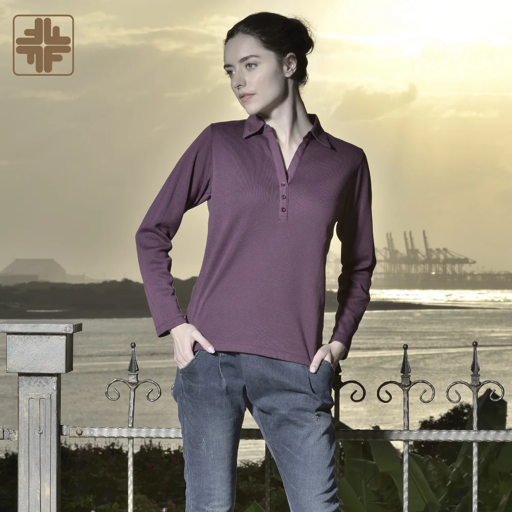 

Office Wear For Women Long Sleeve Polo Shirt