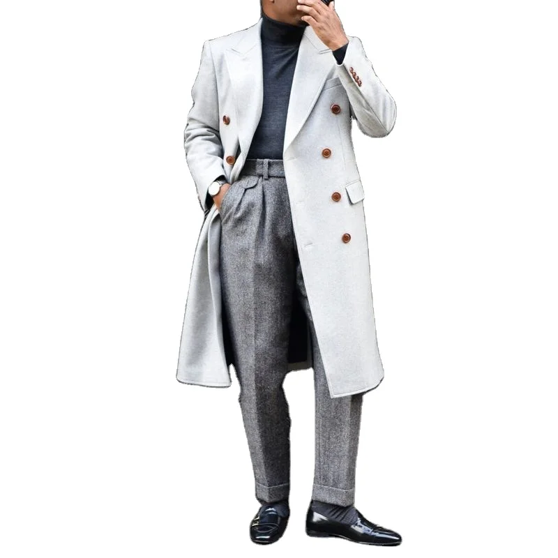 

European and American Large Size Men's Windbreaker Long Men's Plain Color Overcoat Casual Men's Jackets & Coats, Customized color