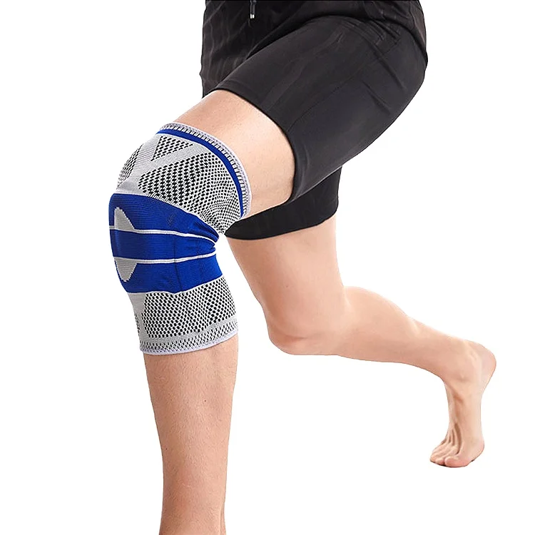 

Nylon Knee Protector Sports Knee Support Compression Sleeve Knee Brace with Side Stabilizers Patella Gel Pads, Grey+dark blue, grey+light blue, red+black, black+blue