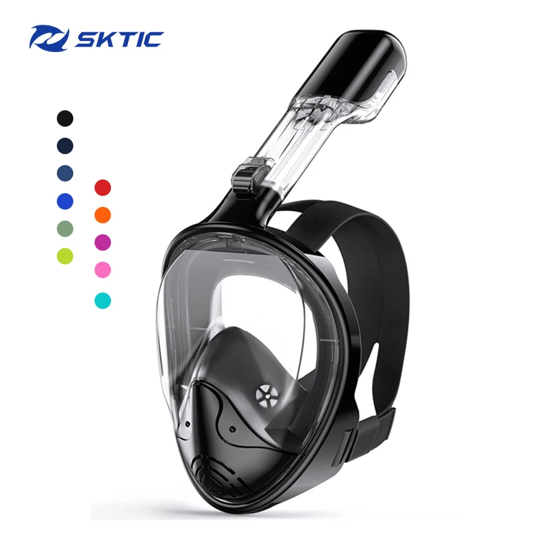 

SKTIC Customized Panoramic GoPro Compatible Black Full Face Snorkeling Swimming Dive Mask