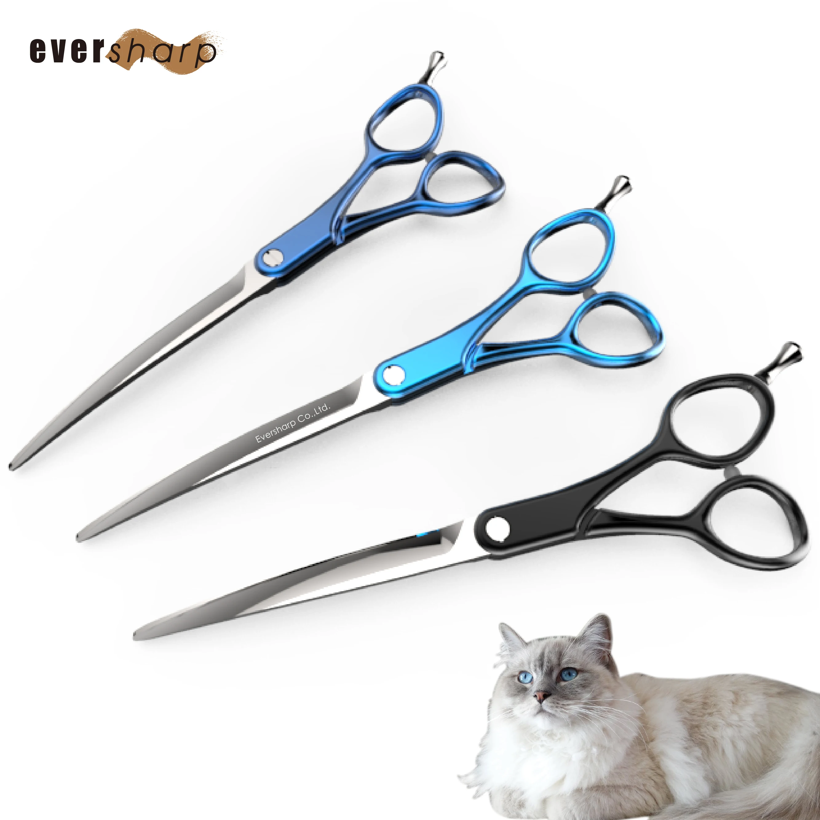 

Taiwan Supplier Curved Pet Scissors Japan 440C Steel Dog Grooming, Mirror polish