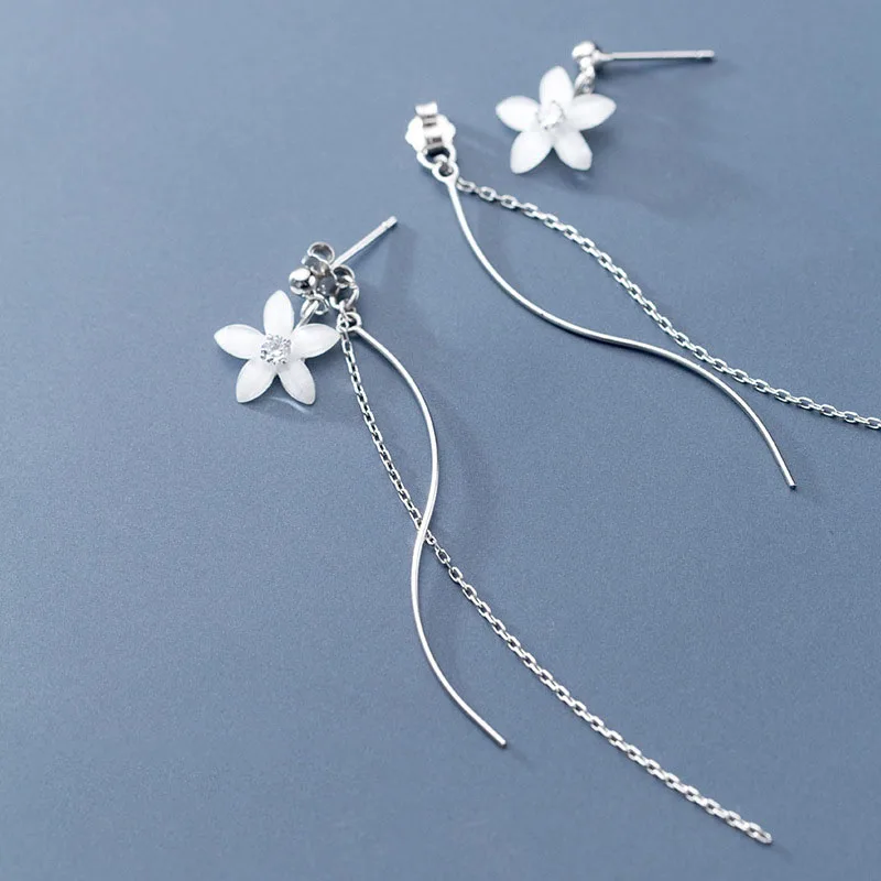 

E5899 New Arrivals Hip Hop Jewelry 925 Silver Flower Five Petal Drill Earrings