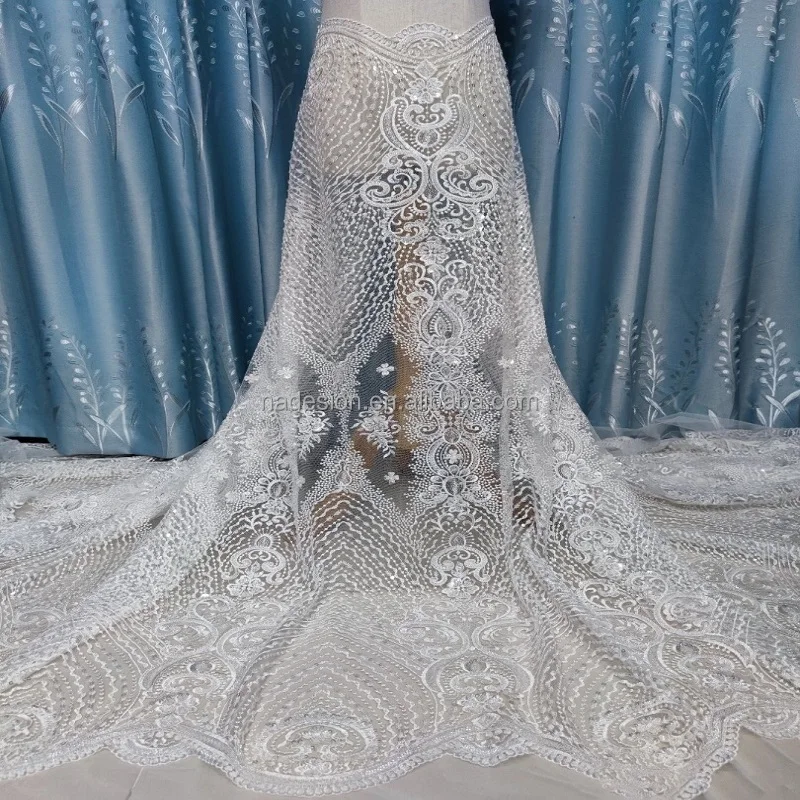 

french wedding bridal lace fabrics embroidery lace tulle fabric white wholesale