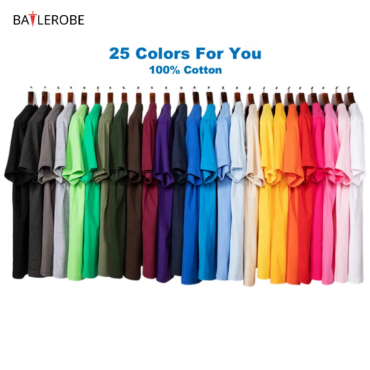 

BATTLEROBE Wholesale Men'S Blank Casual T Shirt 180G Best Sales 100% Cotton 25 Colors European Plus Size Street Plain Tshirts, Support customzied