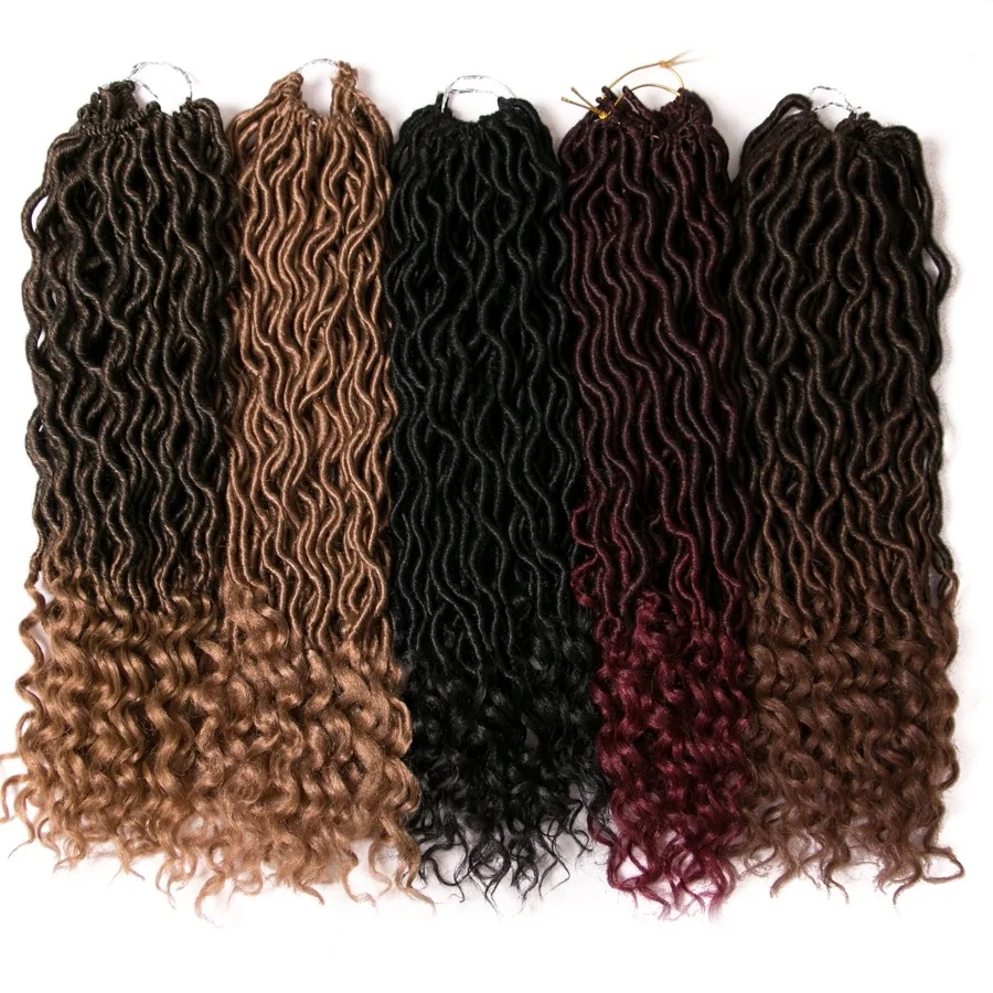 

Hot Selling Synthetic crochet braids Hair Extensions,18 20 Inch Crochet hair Goddess Faux Locs Deep Wave Crochet Braids, Single and ombre