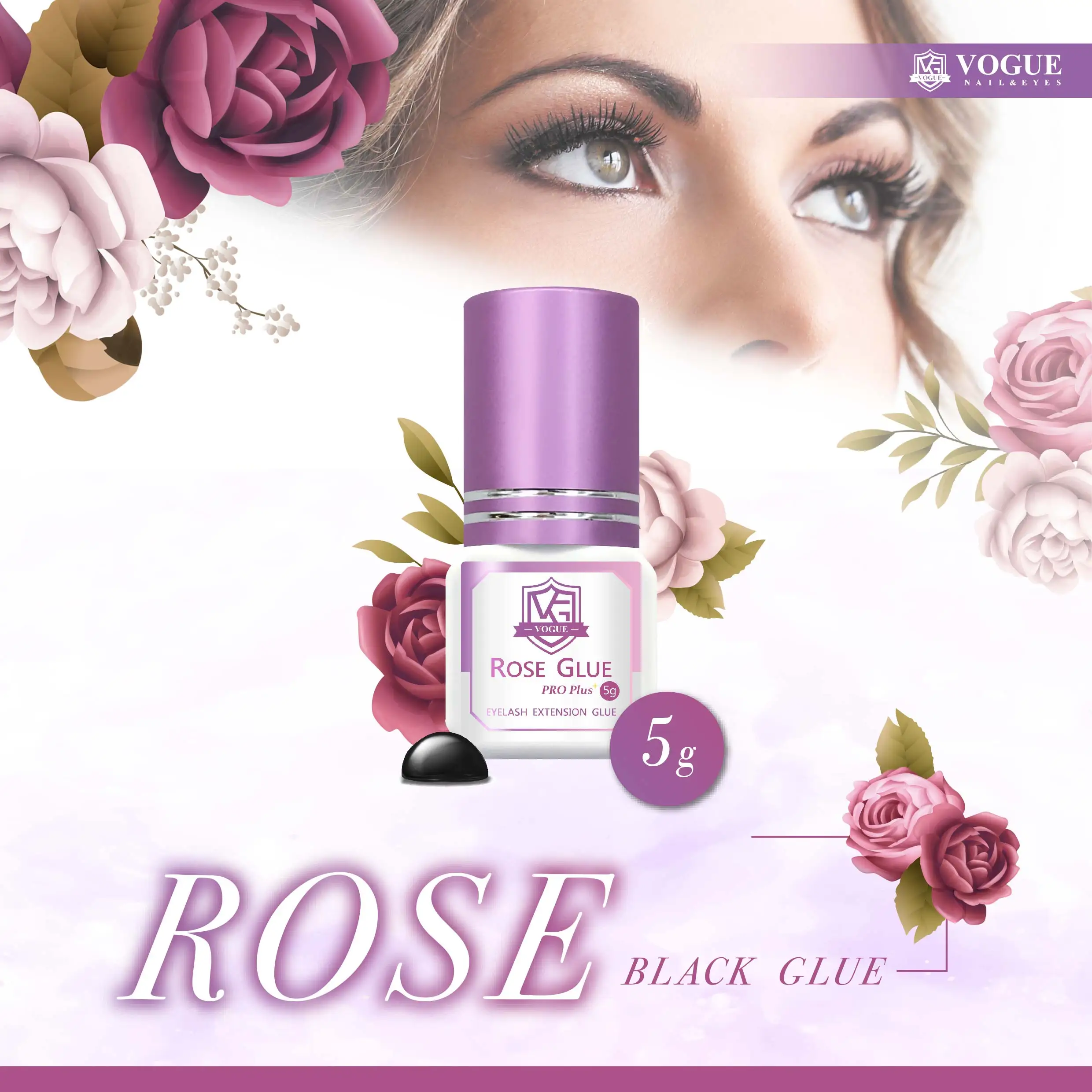 

1425 super bonder Rose Strong Lash Glue Fast Drying Eyelash Glue, Carbon black