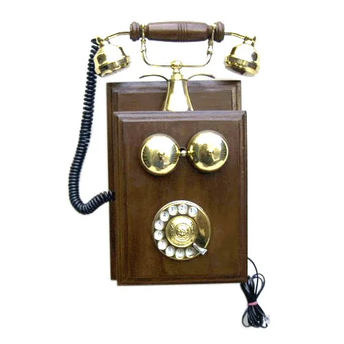 1980 Handmade Brass Telephone with Wooden Frame old fashionable telephone for Home Wall Entry way Decoration