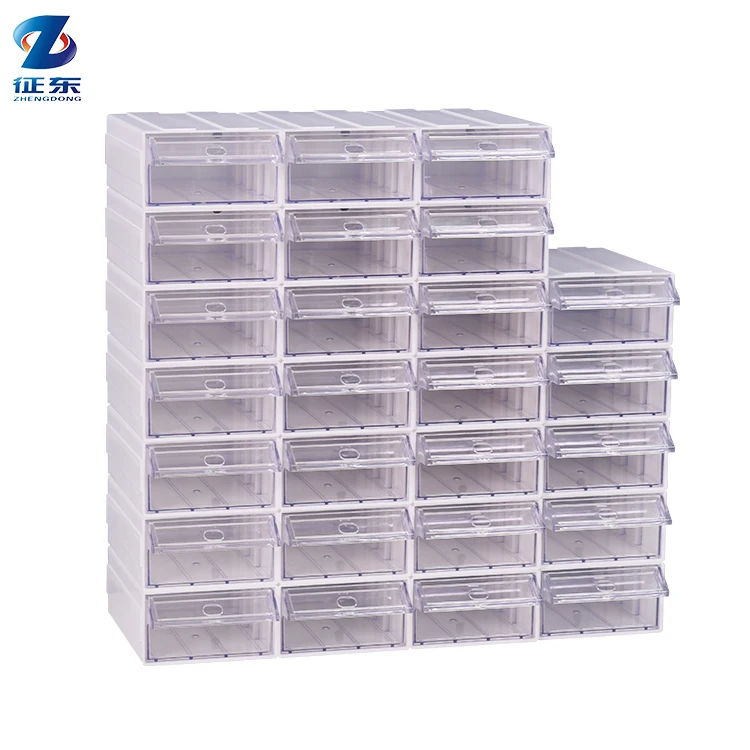 

Wholesale price white adjustable clear stackable plastic drawer for warehouse small parts storage organizer