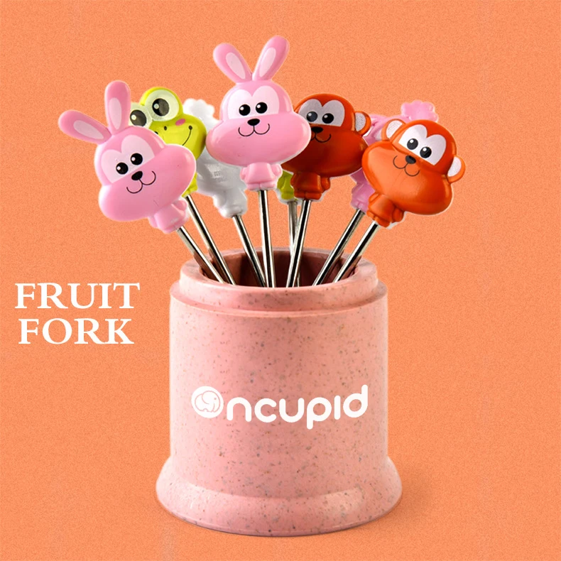 Household animal cartoon baby fruit skewer set 304 stainless ste cute children fruit forks creative little fork