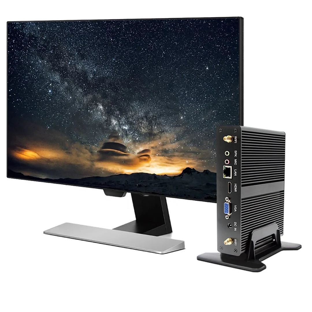 

Cheap Fanless Mini PC X86 3205U 3556U Industrial PC Thin Client Win 10 Linux used desktop Computer Low Power Nettop PC For POS