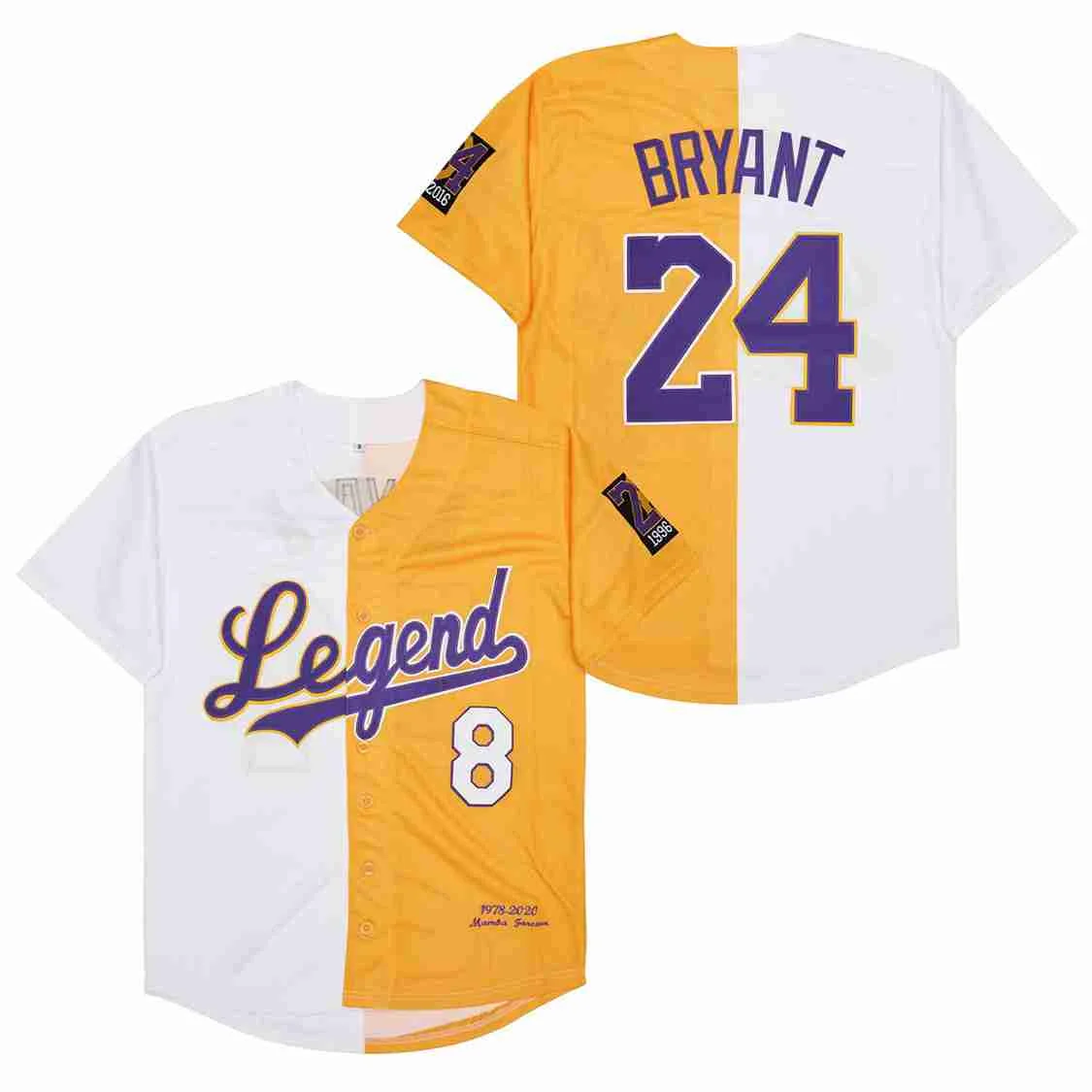 

Wholesale 1996-2016 1978-2020 Legend Bryant 8 24 White Yellow Baseball Jersey For Men Women Youth, Custom accepted