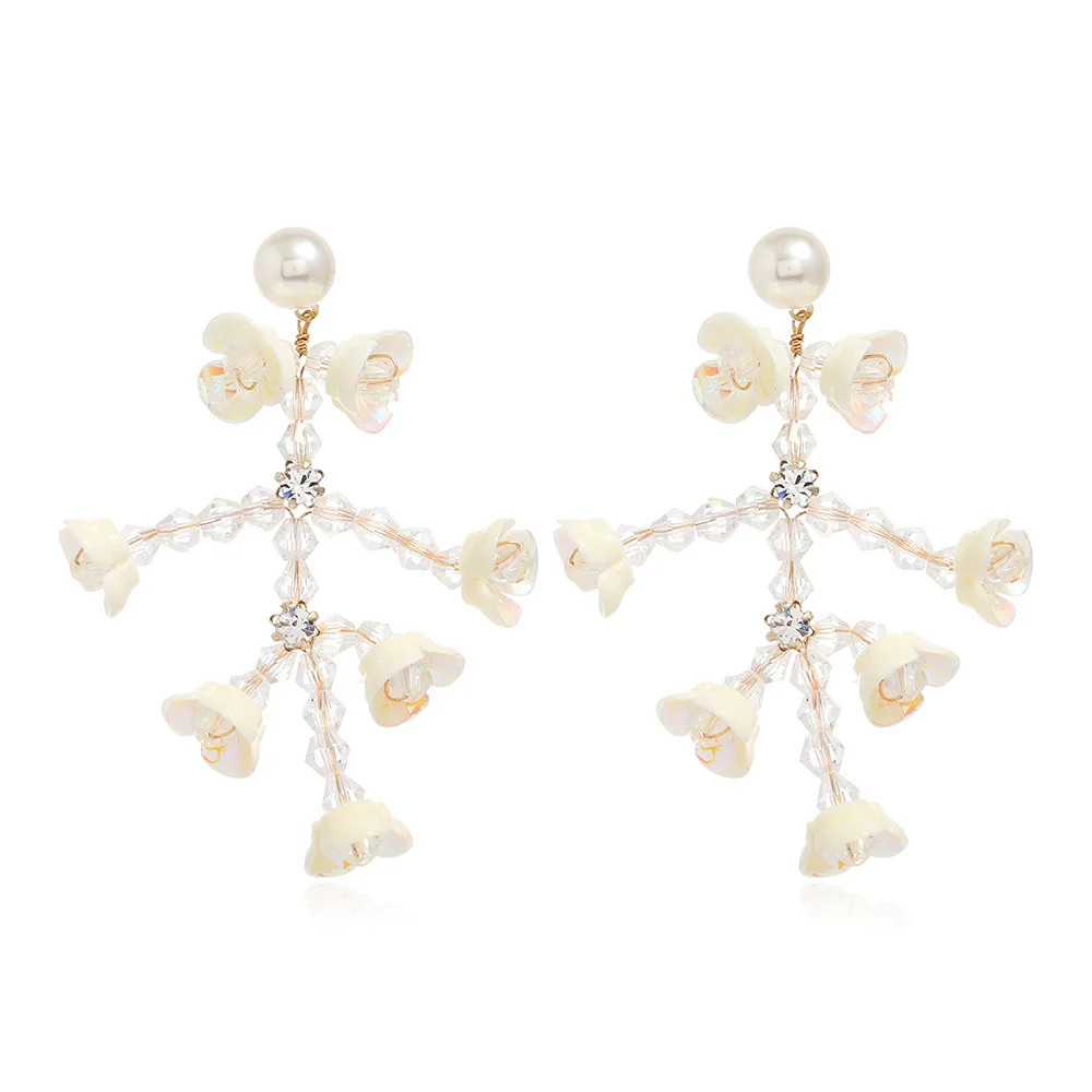 

High Quality Bellona OEM Ohrringe Women Drop Pearl 925 Flower Earrings Gold Dangle Hoop, Picture shown