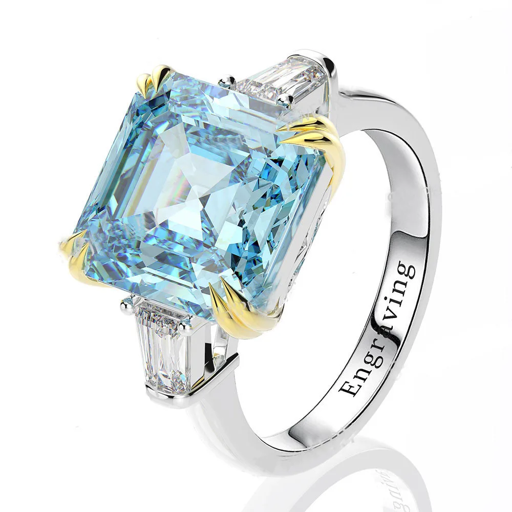 

Authentic 925 Sterling Silver Asscher Cut Wedding Women Zirconia diamond ring