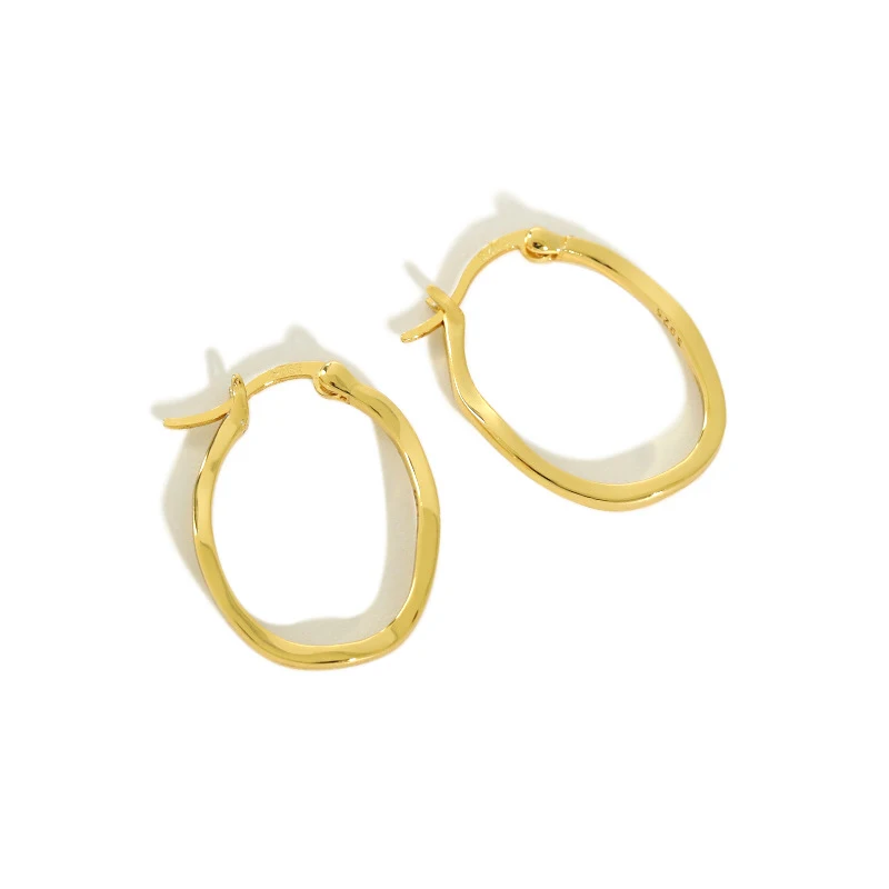 

H-E557 Silver Mall'S Supplier Silver Stud Ins Hammer Texture Irregular Round Personality Women'S Silver Wholesale Earrings