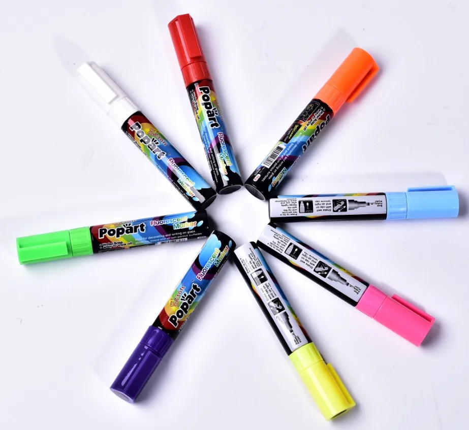 

8.0 mm Parallel tip Top selling Fluorescent color Water based glass chalk marker